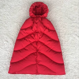 可伸手儿童羽绒斗篷中小童男女宝宝羽绒披风婴幼儿加厚披肩加大