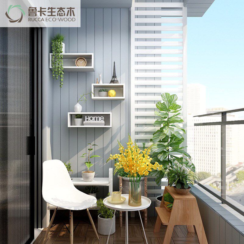 生态木塑木pvc集成墙板阳台吊顶防水防潮装饰扣板北欧灰色护墙板