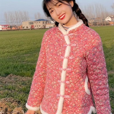 年轻人穿的花棉袄新款冬装妈妈时尚碎花网红短款外套加厚女中国风
