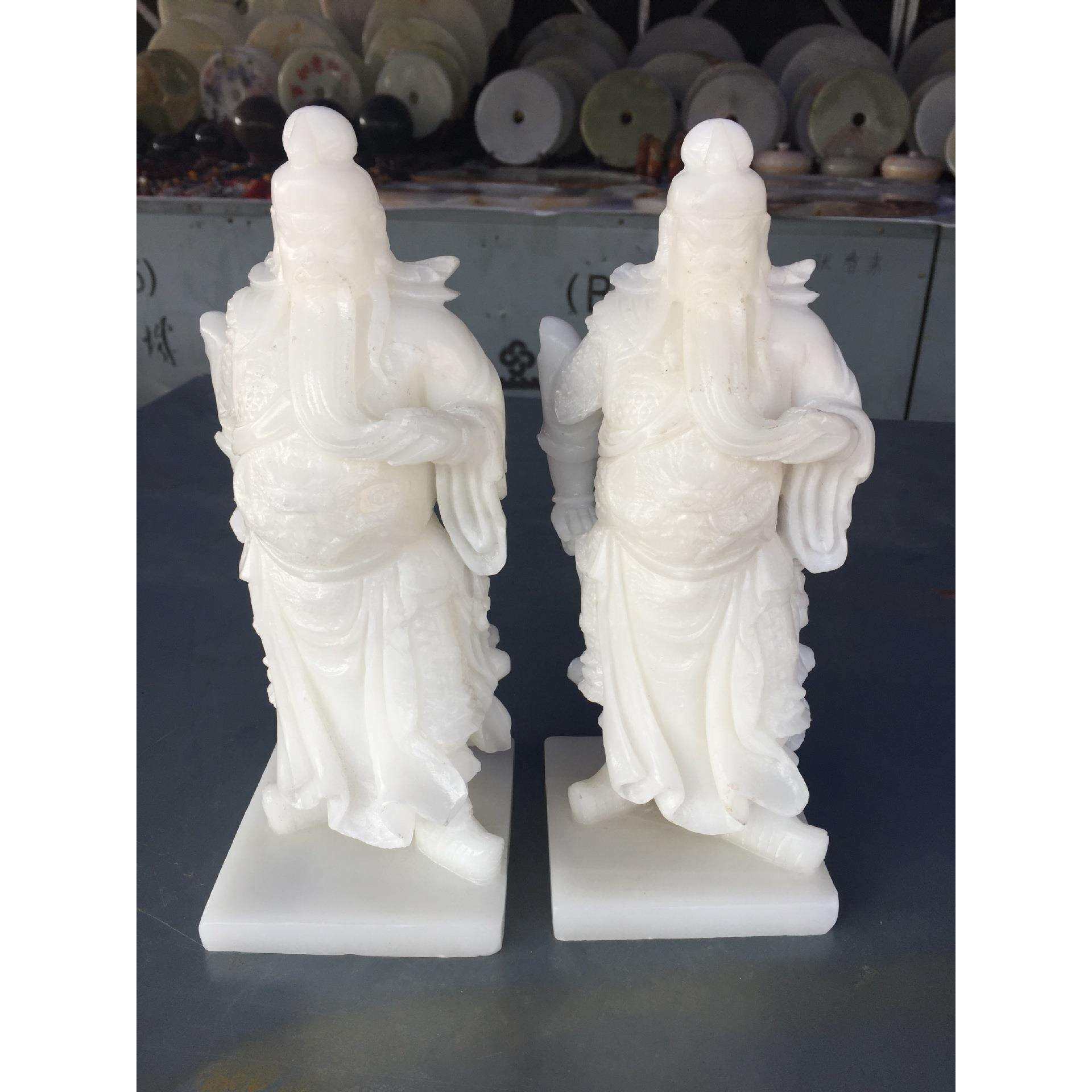 玉雕工艺品阿富汗白玉关公摆件白玉站关公家居饰品摆件