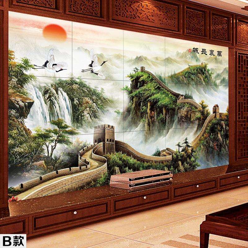 壁墙农村庭院迎门室外户外影背墙壁画迎门墙大福字瓷砖照壁墙画