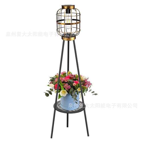 现货太阳能花架灯 复古球泡花架摆件灯 户外庭院放置花盆景观灯具