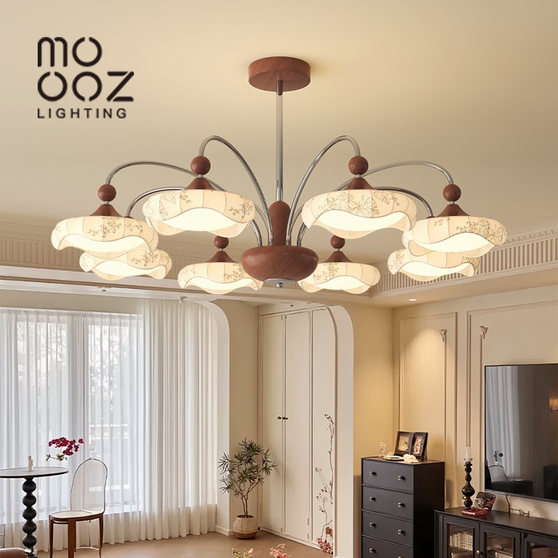 中古风覆古客厅吊灯2025新款布艺宋式美学高P级感大厅主灯中山灯