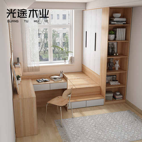 榻榻米床衣柜书桌一体现代简约小户型卧室省空间收纳储物组合床