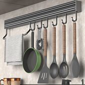 锅铲置物架厨具多功能壁挂勺子一挂杆厨房挂钩架免打孔排收纳用品