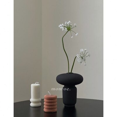 黑色梦简约工作室摆件磨砂手插花感鹿桌面灰雅素陶瓷水培装饰花器