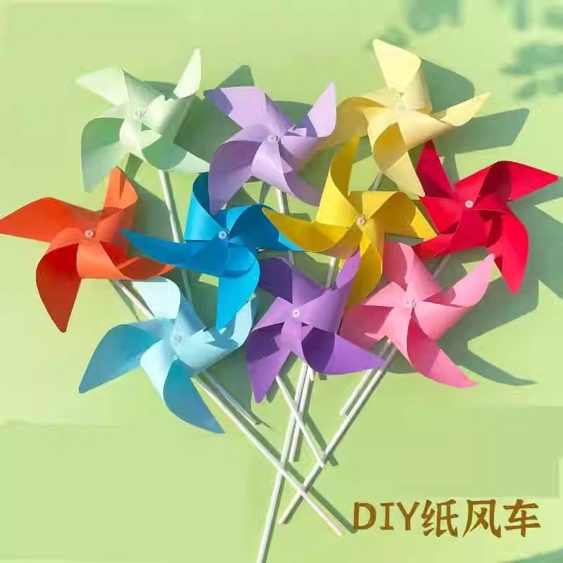 塑料发光小风车装饰户外旋转四角七彩风I车批發幼儿园微商地推礼