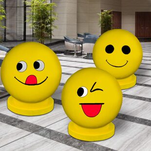 车路障挡雕塑摆件型物业停车场车广场表拦创意圆球卡通石石墩情造