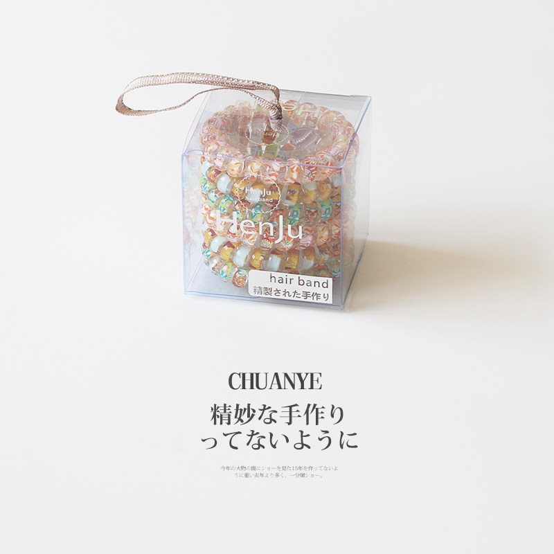 川野电话线发圈发绳网红2024新C款扎头头绳女扎马尾皮筋高弹力耐