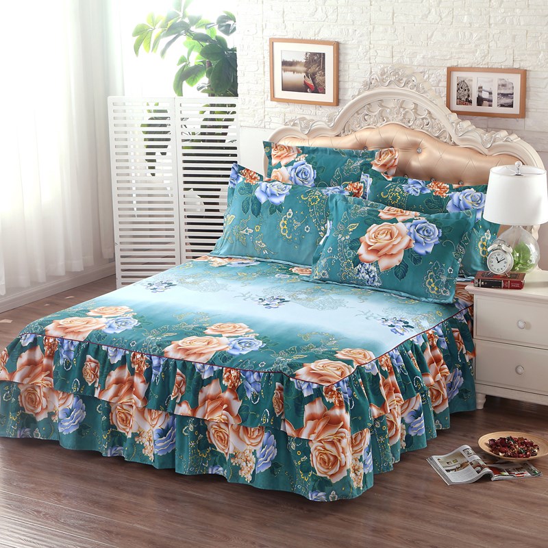 单件被套双层边床罩床裙式床垫套4四件套件1.5Om1.8米床上用品包