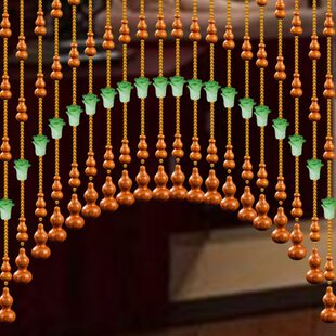 玄关隔断帘门帘免打孔桃木卫生间葫芦珠帘卧室门帘白菜子水晶门帘