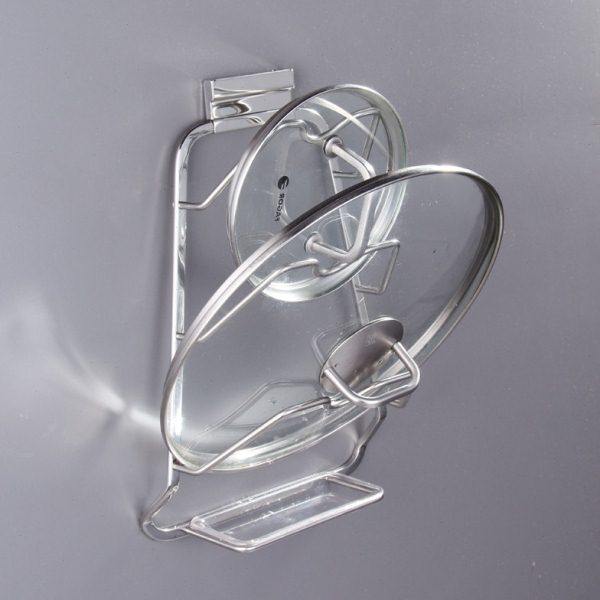 304不锈钢锅盖架带接水盘免打孔砧板收纳的架子厨房置物架壁挂式