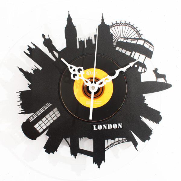 怀旧挂钟时钟家胶片壁 风 复古情CD 时尚创意黑胶唱片饰表钟静音