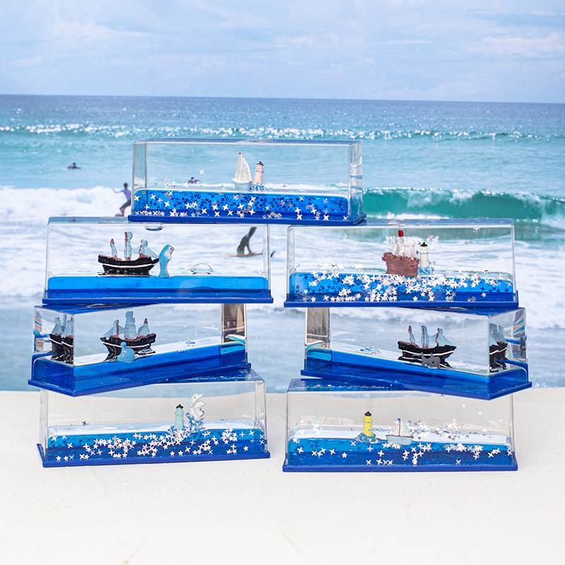 海底世界帆船漂i流瓶桌面摆件压克力透明油滴男生生日礼物节日礼