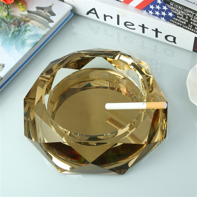 高档实用水晶烟j灰缸 时尚创意个性礼品大号定制精品客厅欧式八角