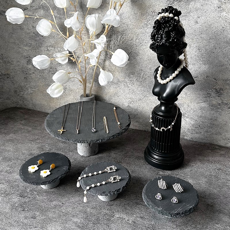 高级感首饰托盘h展示盘高脚岩石盘人物雕塑饰品陈列拍照展示架摆