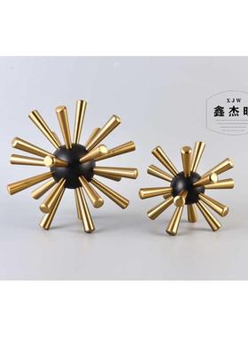 现代简约创意金属铝件刺球海胆球轻奢装L饰品家居软装电视柜摆件