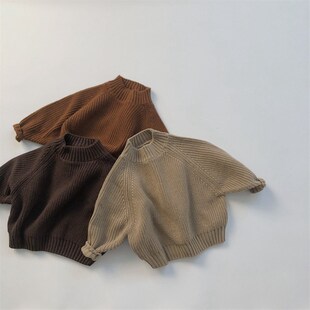 森系韩国童装2020新款冬装儿童加厚粗针套头打底半高领男女童毛衣