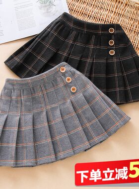 女童百褶裙半身裙2021新款秋冬款韩版黑色女孩学院风儿童洋气短裙