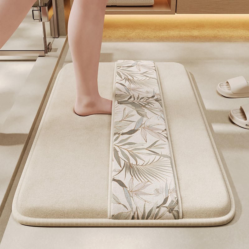 浴室防滑垫记忆海绵绑q带吸水速干擦脚地毯卫生间厕所门口耐磨地