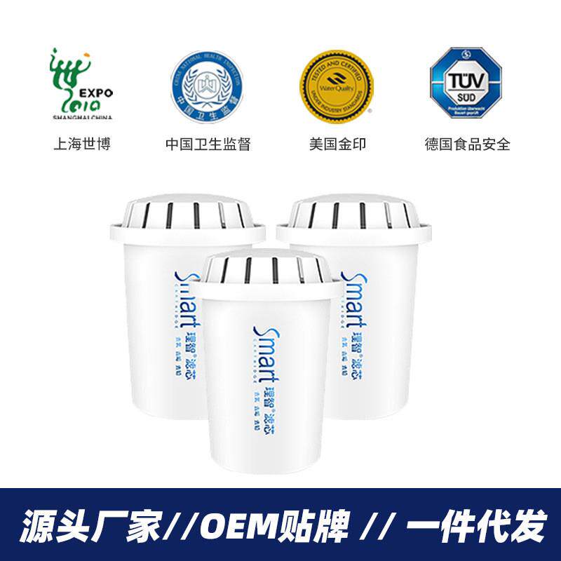 聚蓝BLUETECH三代大容量3枚装滤芯除水垢净水壶过滤余氯重金属