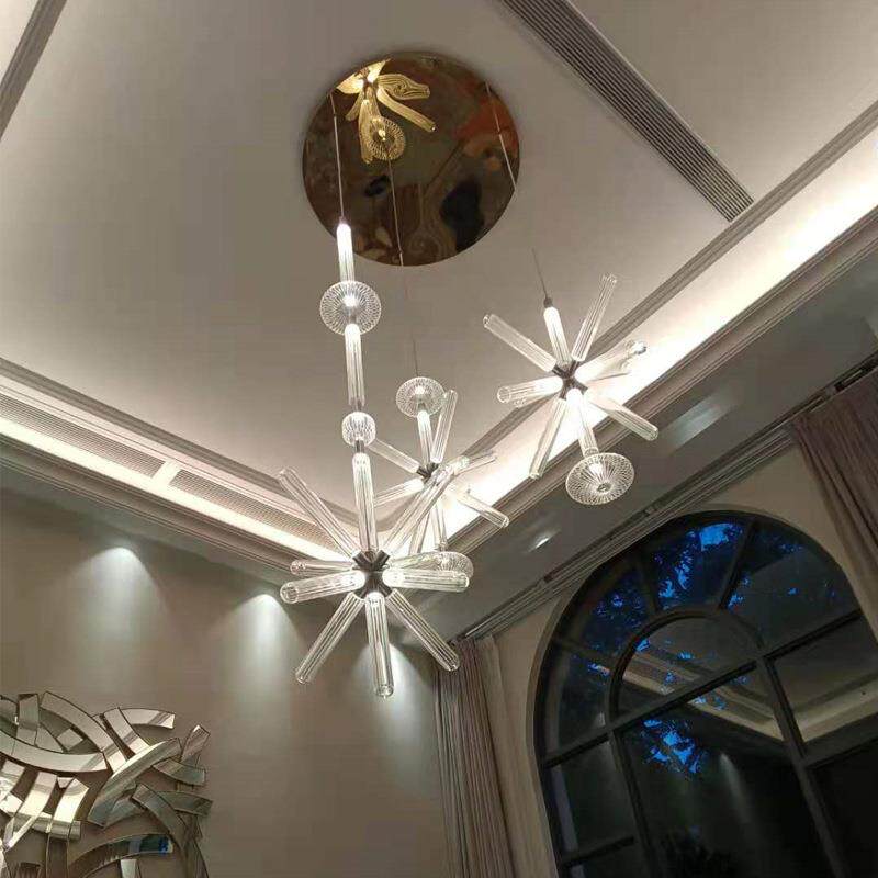 后现代轻奢楼梯吊灯设计师个性吧台客厅样板房售楼部led工程灯具