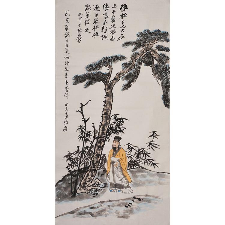 名画作家张大千纯手绘装饰画国画水墨画客厅玄关画人物画壁画中式