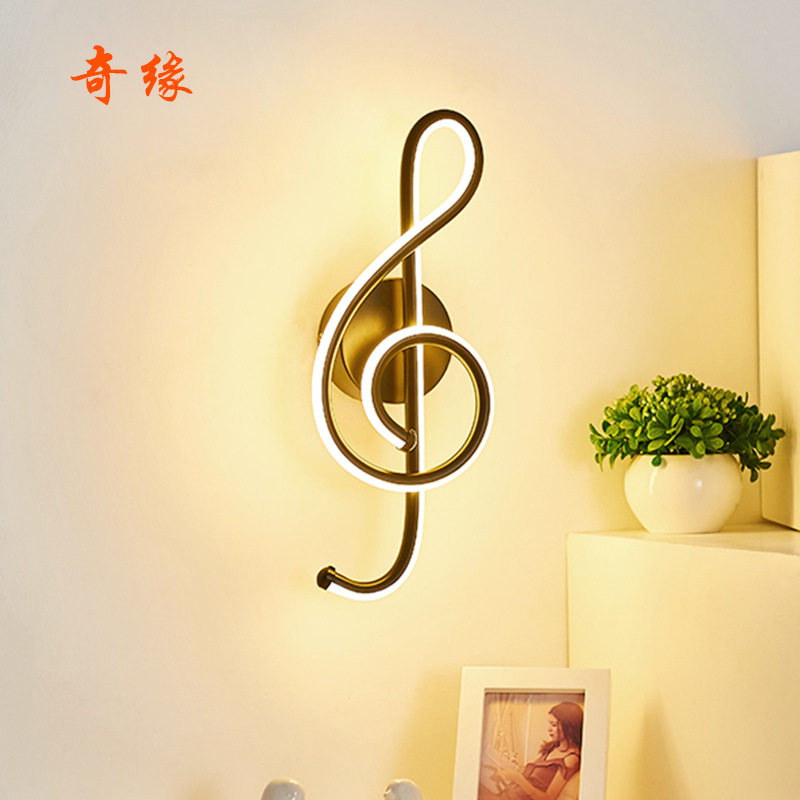 高音符壁灯北欧过道现代艺术创意简约led卧室客厅床头音乐音符灯