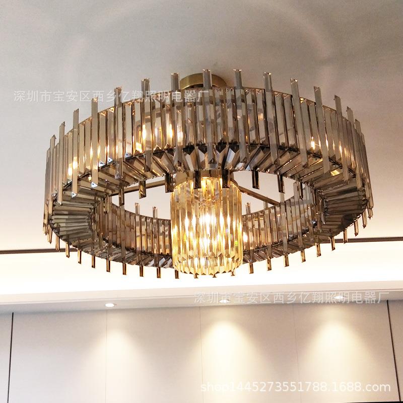北欧轻奢水晶港式吊灯客厅灯新款设计师样板房餐厅灯饰卧室灯具