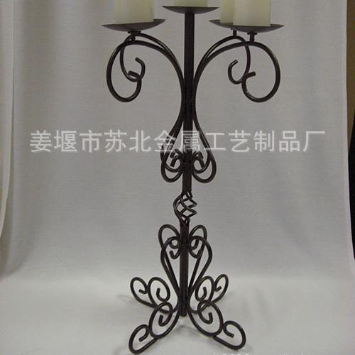 苏北外贸铁艺烛台 落地式美式蜡烛架 西欧锻造烛台金属工艺铁烛架