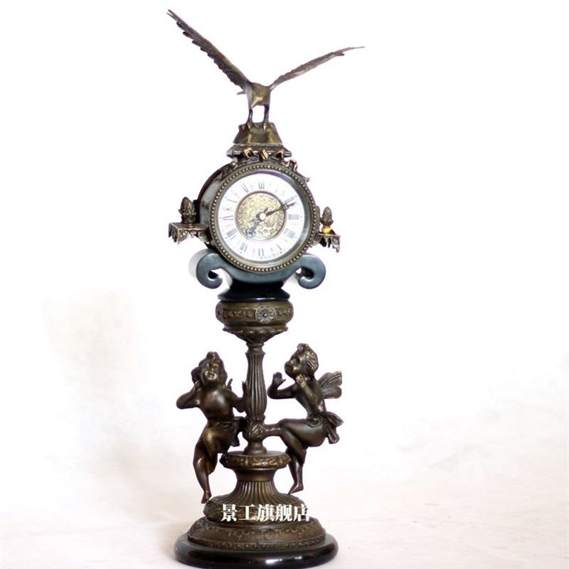 仿古钟 欧式座k钟纯铜座钟 摆设软装饰品纯铜 铜方座钟