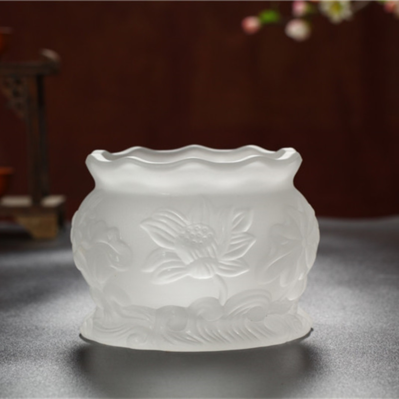 琉璃香炉家用室i内插香供奉上香烧香的香炉碗白浮动莲花供佛具