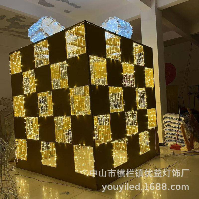 礼物盒造型户外防水大型LED亮化工程礼品盒商场店铺装饰小品灯