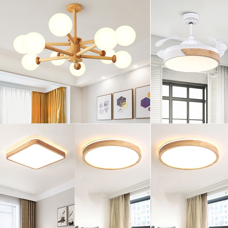 广东中山吸顶g日式客厅灯简约现代大气北欧原木风灯具全屋套餐组