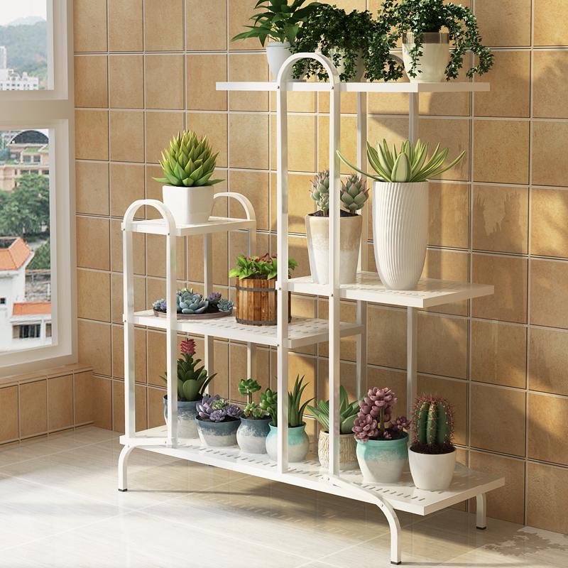 花架子客厅e落地式阳台室内植物花盆架带轮可移动置物多层铁艺花