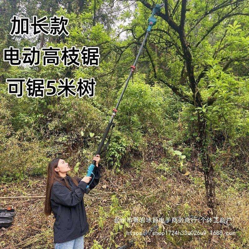 电动伸缩高枝锯多功能加长杆电动修枝锯剪电锯充电式园林高空锯树
