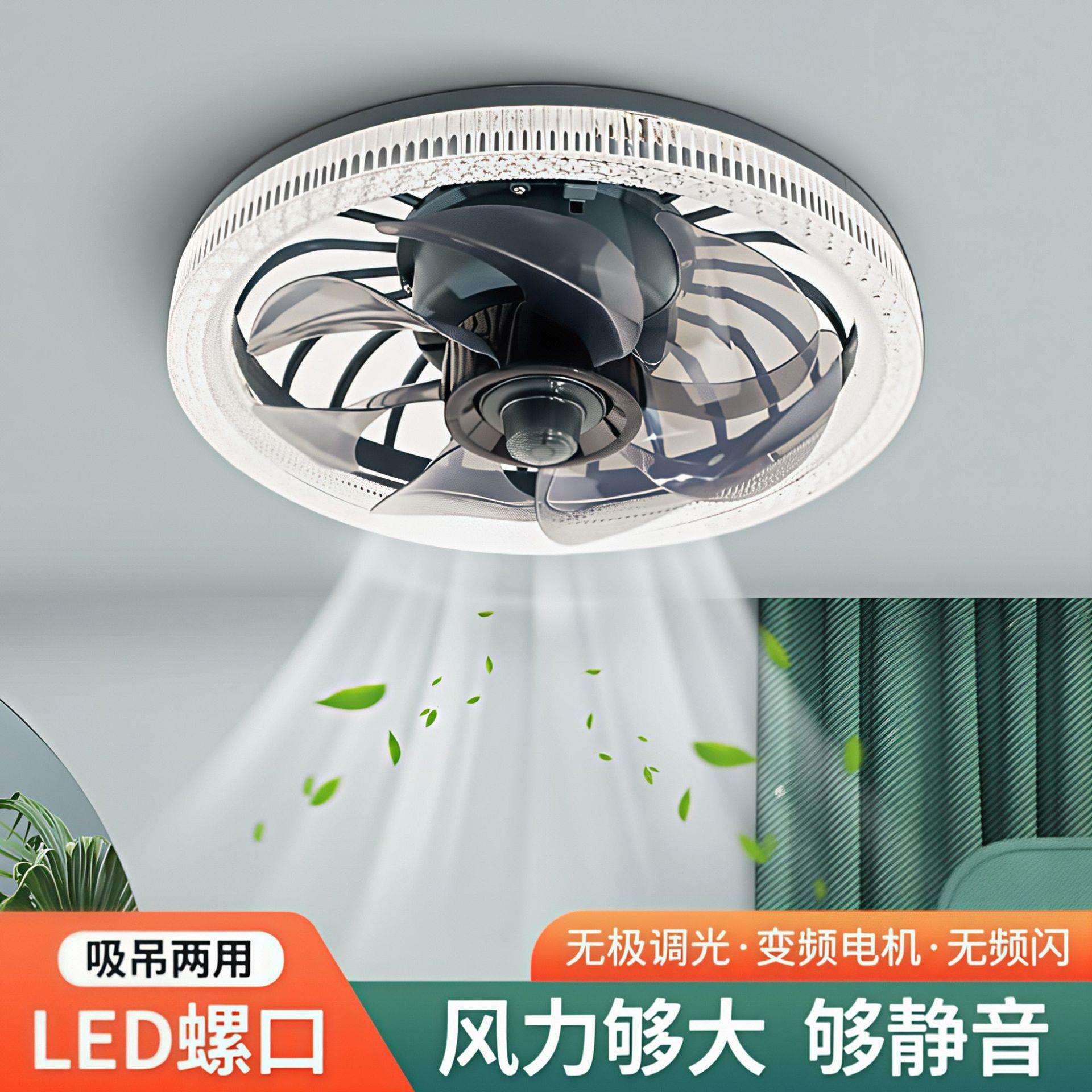 led节能风扇灯E27螺口小型静音吊扇灯餐厅卧室带遥控超亮吊扇灯泡