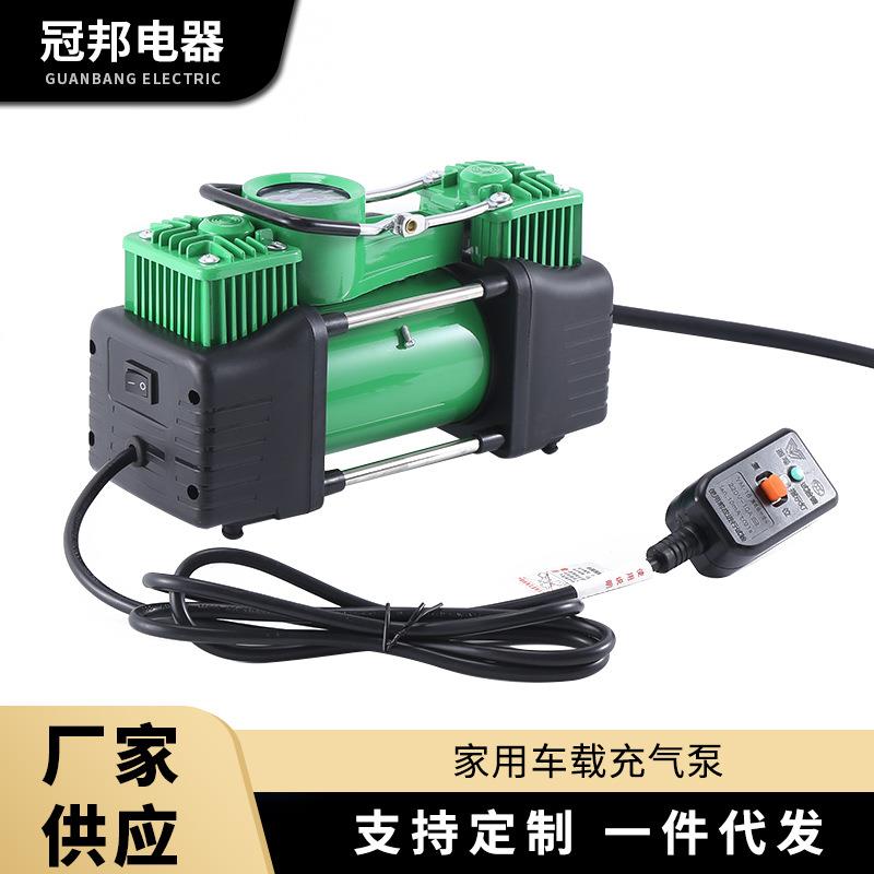 300W双杠车载充气泵便携式小轿车打气泵 220V家用轮胎高压充气泵