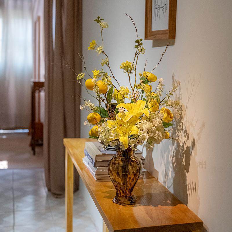 百合仿真花假花摆设高级感逼花艺真客厅餐桌玄关花束摆件