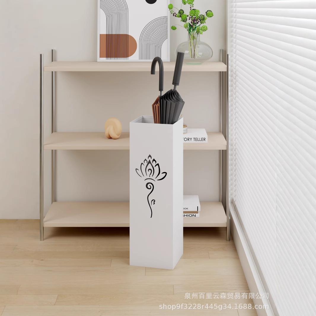 家用铁艺雨伞收纳架时尚创意镂空入户放伞桶店门口雨伞收纳桶方形