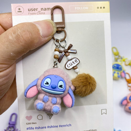 史迪奇植绒软胶萌趣汽车钥匙扣