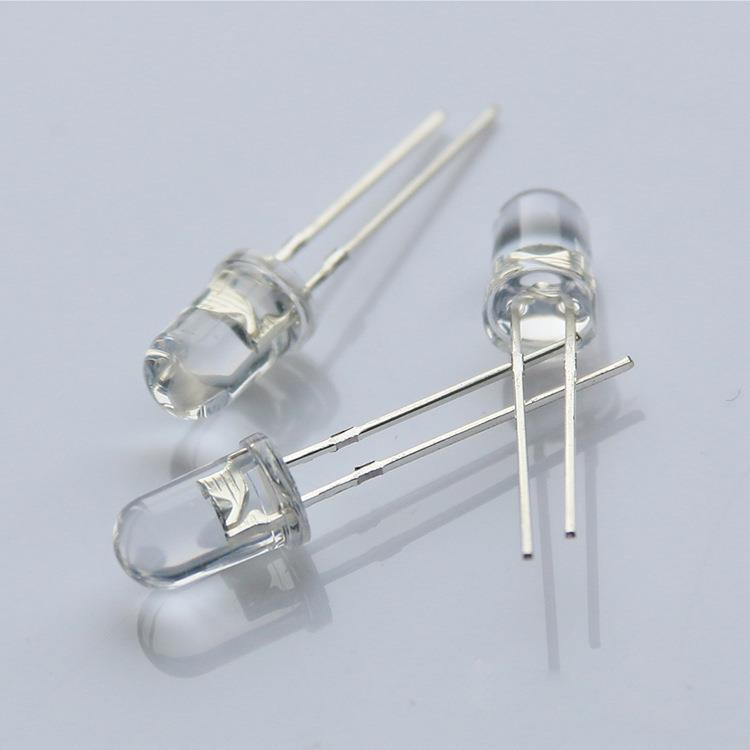 5mm透明紫色灯珠 5MM圆头超高亮紫色长脚直插led发光二极管