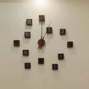 现代大扭力挂表实木钟黑胡桃木指针石英大尺寸刻度北欧简约配件针