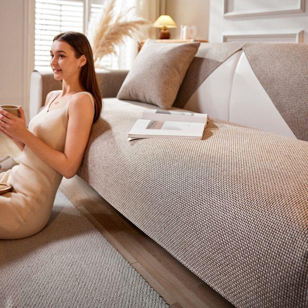 纯色新款亚麻现代简约四季通用防滑老粗布沙发垫套子罩盖布巾全包,居家布艺,沙发垫,淘宝优惠券,粉丝福利购,淘宝优惠卷