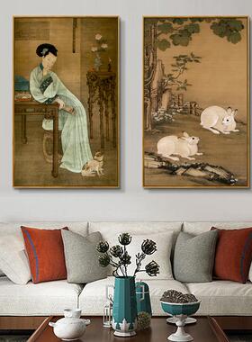 冷枚春闺倦读图清代国卧室床头挂画新中式仕女图客餐厅玄关装饰画
