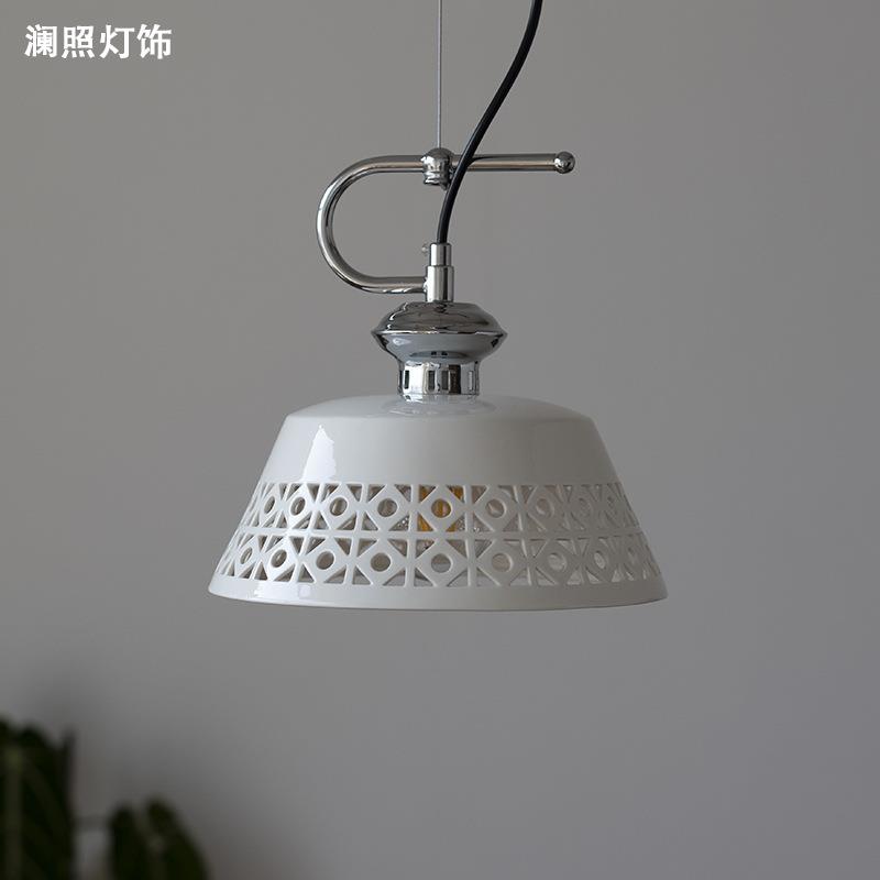 法式中古镂空陶瓷吊灯北欧简约复古卧室床头过道阳台衣帽间餐厅灯