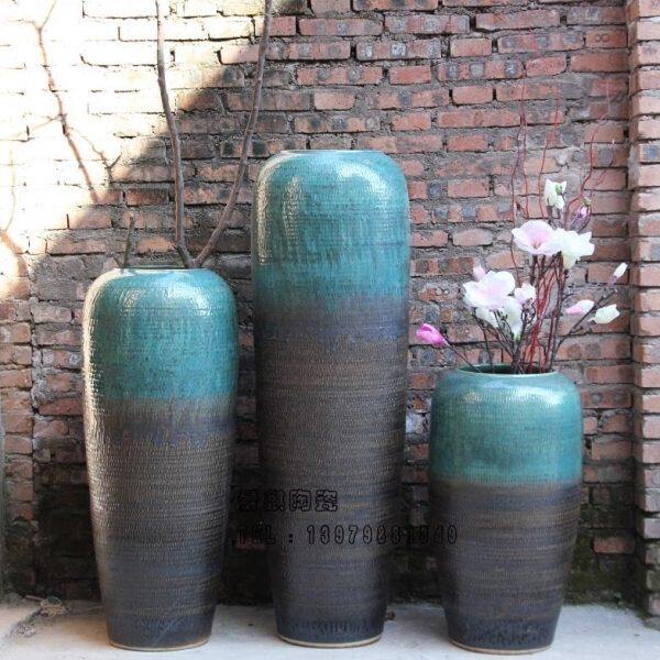 缸落地大花瓶流水客厅家居创意陶罐欧式现代简约花盆插花陶瓷摆件