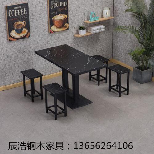 简易快餐桌椅组合小吃店饭店桌椅经济型咖啡厅食堂面馆中式餐厅桌