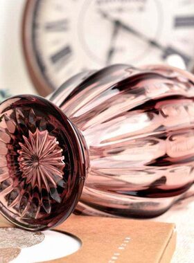 ST城堡客厅摆件浮雕台面欧式插花瓶玻璃彩色 LECA复古工艺品花器