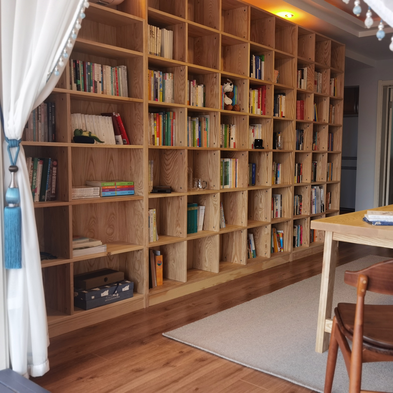 小懒木作b  北欧日式实木书架现代简约樱桃木置物架书柜组合展示